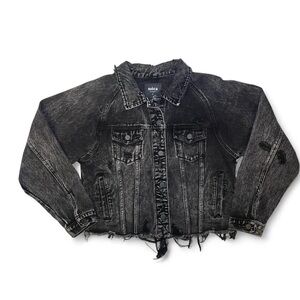 Mica Black Distressed Jean Jacket